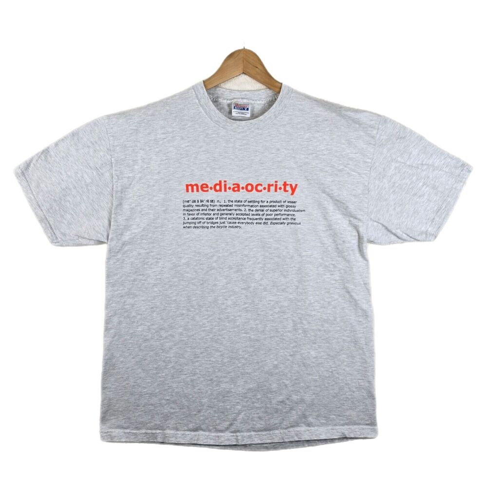 Vintage Speedgoat Bicycles Mediaocrity Shirt XL Bike Shop Y2K Vtg Double Sided